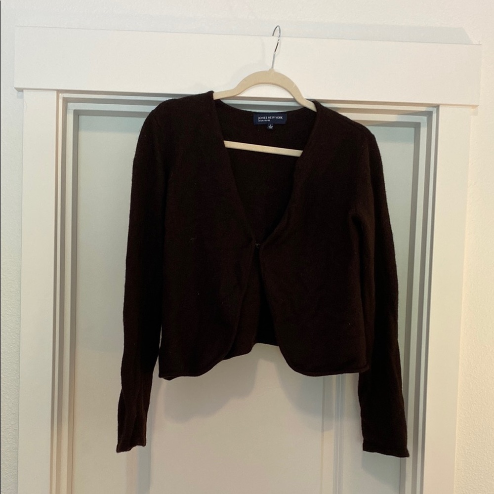 Wool Tie Front Sweater - Dark Brown